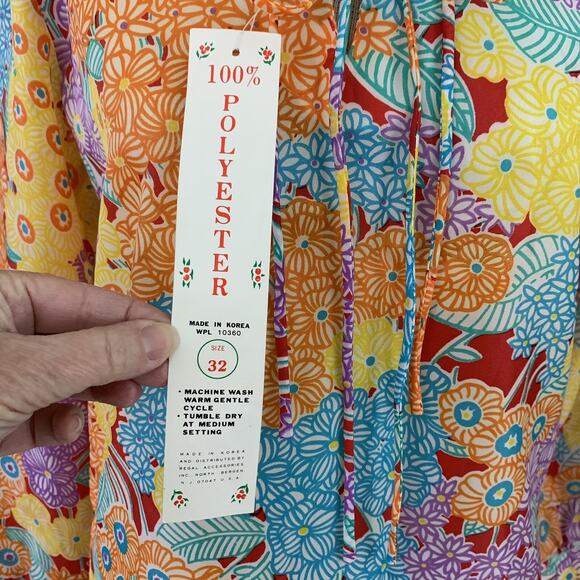 Vintage 1960’s 1970’s Psychedelic Boho Hippie Dagger Collar Popover Sz XS/Small - Picture 3 of 10